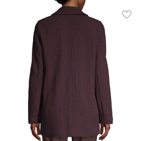 EILEEN FISHER MINIMALIST NOTCH COLLAR LONGLINE DEEP BURGUNDY BLAZER JACKET NWT - Picture 2 of 8